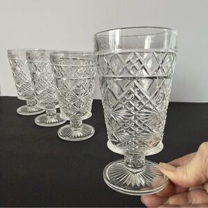 Vintage Hazel-Atlas “Big Top Peanut Butter” Footed Glasses, Set of 4